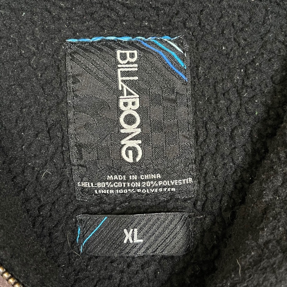 Vintage Billabong Mens Full Zip Geometric Hoodie XL Sherpa‎ Lined Y2K Surf Skate - Picture 8 of 10